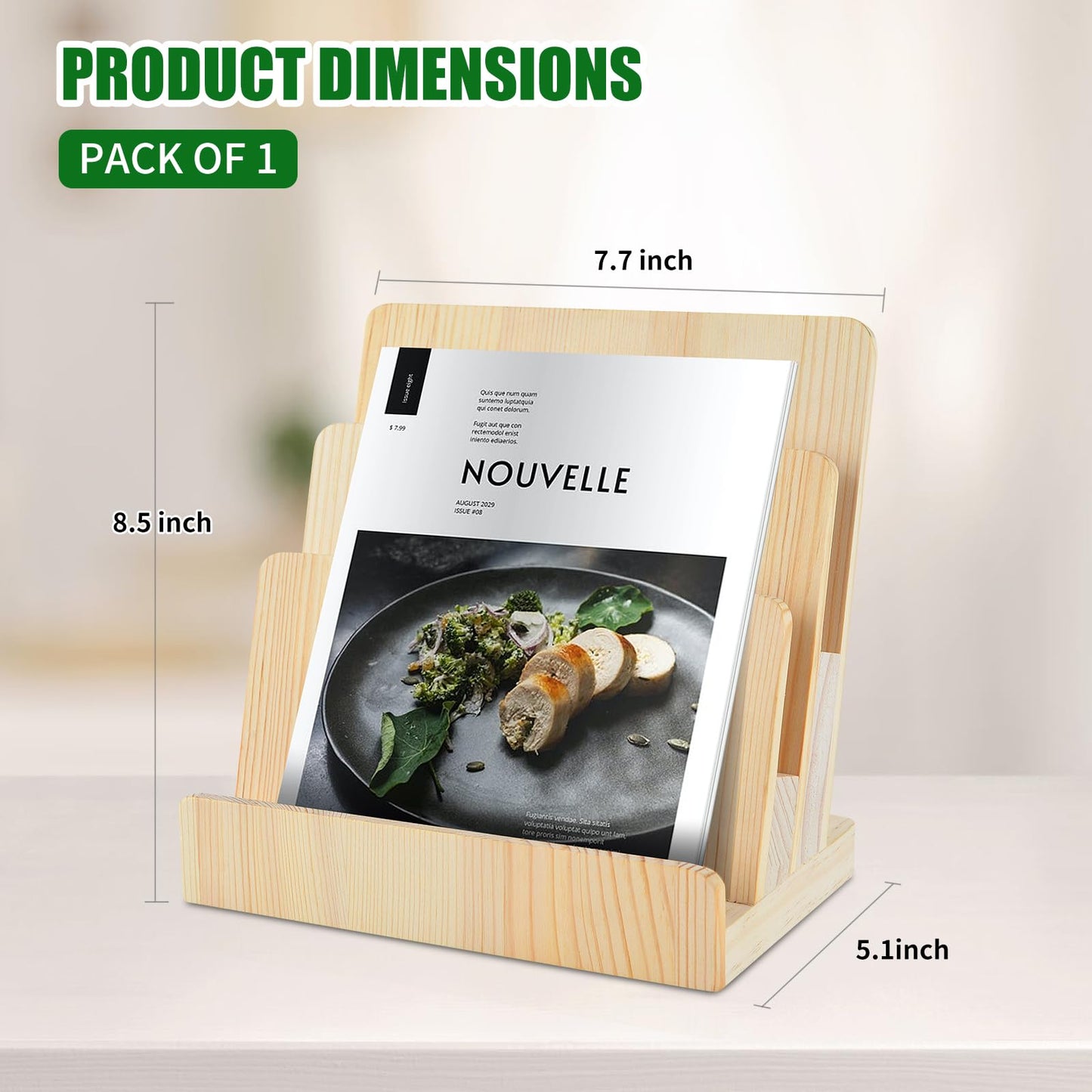 DOSTATNI 2-Piece 3-Tier Pine Wood Brochure Organizer & Display Stand - 8.5 x 11 Pamphlet/Flyer Holder, Greeting Card & Magazine Display for Desk & Counter