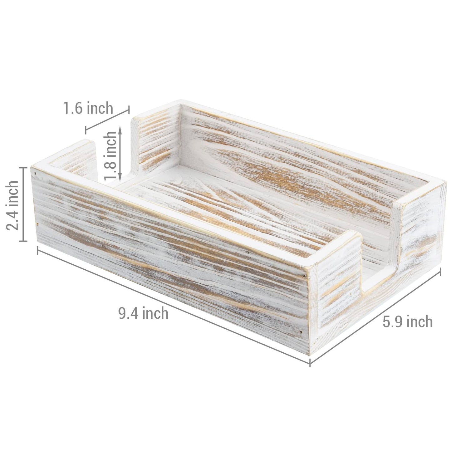 MyGift Shabby White Washed Solid Wood Bathroom Counter Guest Folded Paper Towel Holder, Sink Countertop Disposable Napkin Dispenser Vanity Toiletry Tray
