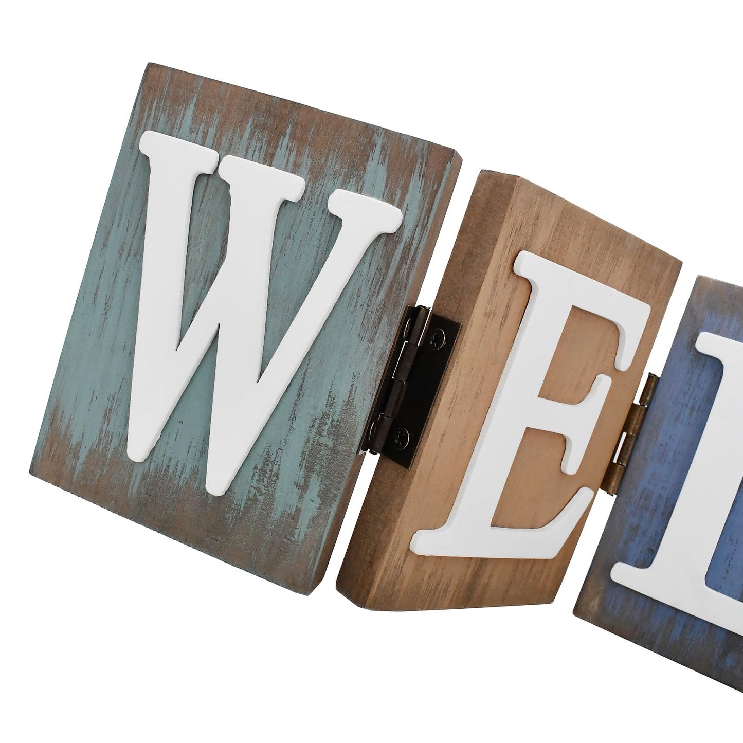 Linfevisi Wooden Welcome Sign Table Decor Wood Welcome Letters Sign Folding Rustic Wooden Word Signs for Living Room Kitchen Entryway Mantel Fireplace Shelf House Home Decoration 21.3X4 Inch
