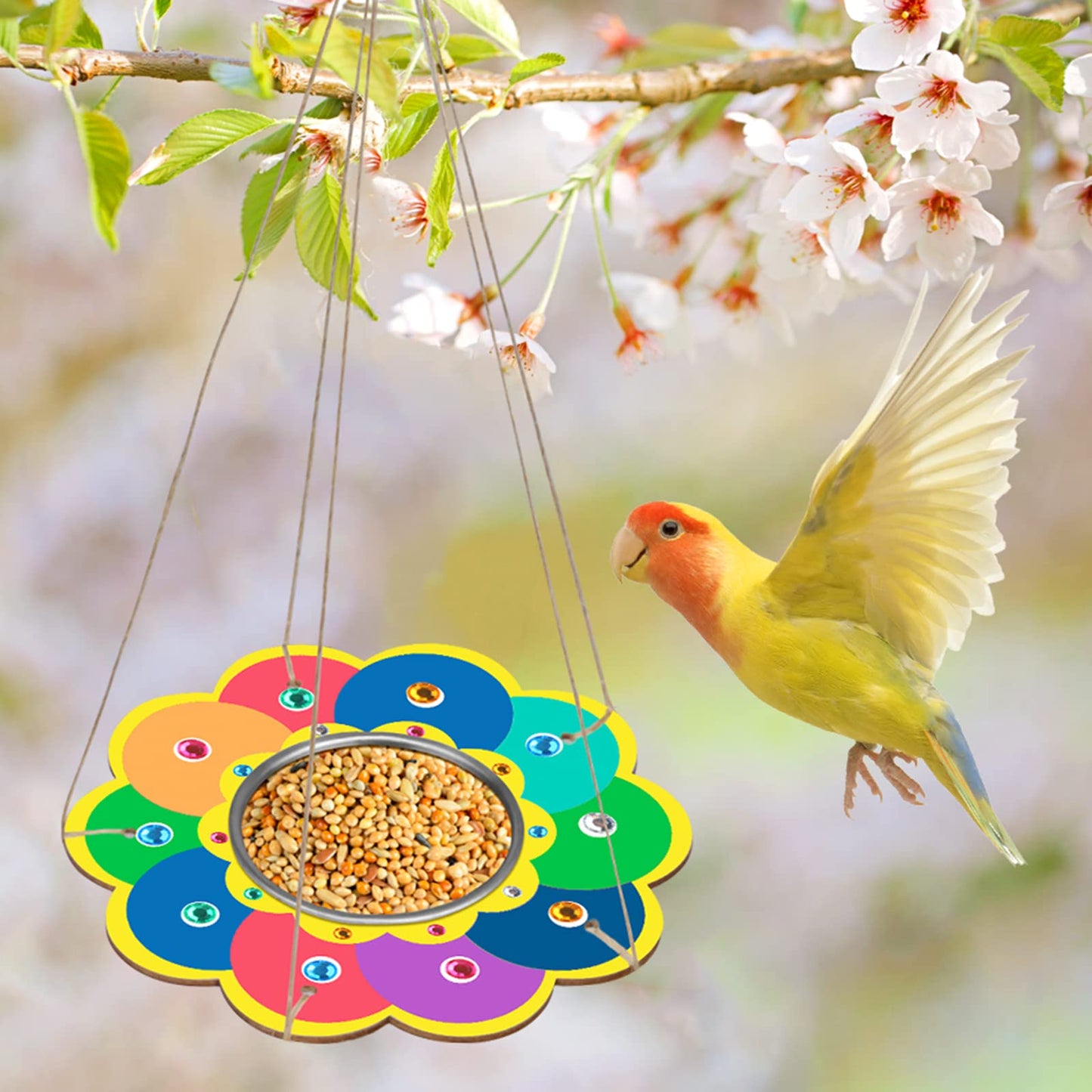 Fennoral 4 Pack Bird Feeder Kits for Kids Make Your Own Bird Feeders Wooden Art and Craft for Girls Boys Ornaments DIY to Paint Bird Feeders Craft for Spring Garden Outdoor Winter Activities Project