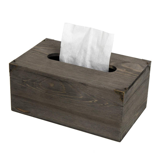 Distressed Wooden Rustic Facial Tissue Box Holder Tissue Box Cover Napkin Dispenser for Bathroom Living Room Dining Room Bedroom Toilet (Grey)