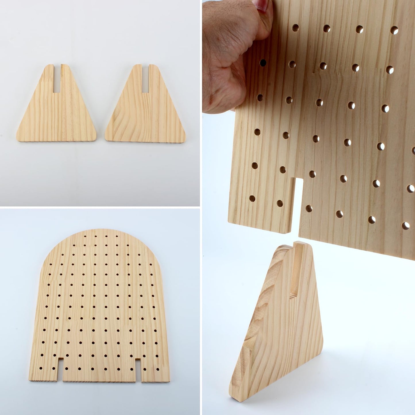 Wooden Pegboard Display Stand with 25 Pcs Dowel Rods, Pegboard Accessories Rack, Keychain Jewelry Display Stand for Vendors, Oval Pegboard Stand for Jewelry, Craft Shows, Necklace Pin, Earrings