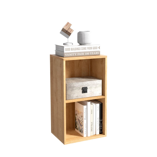 NewBeth Wooden 2 Cube Storage Organizer, 2 Tier Storage Cubes Storage Display Cubby, Versatile Cubes Shelf and Cubby Organizer for Any Space (Oak, 2 Cube-W(11.8inch)