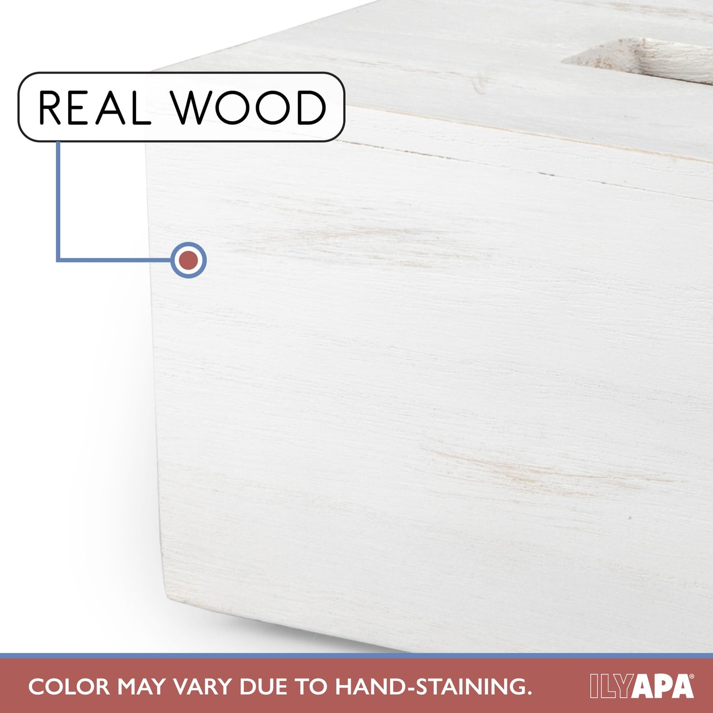Ilyapa Wood Tissue Box Cover Rectangular - Rustic Farmhouse White Wooden Tissue Holder