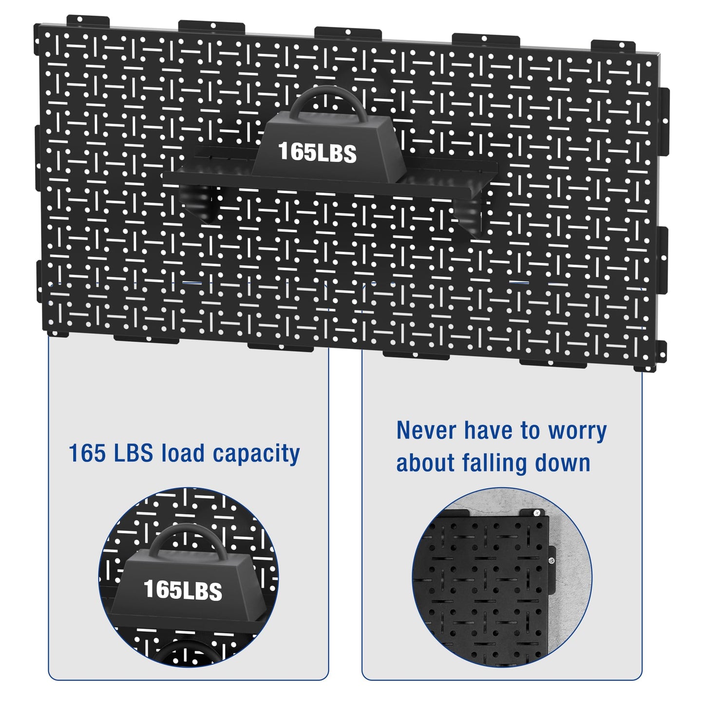 WORKPRO Metal Pegboard 16”x 32” Steel Panel with Round Holes & Vertical Slots, Black Heavy Duty Garage Peg Board Wall Pegboard Organizer for Wood Working Work Shop, Craft Room, 2 Pack