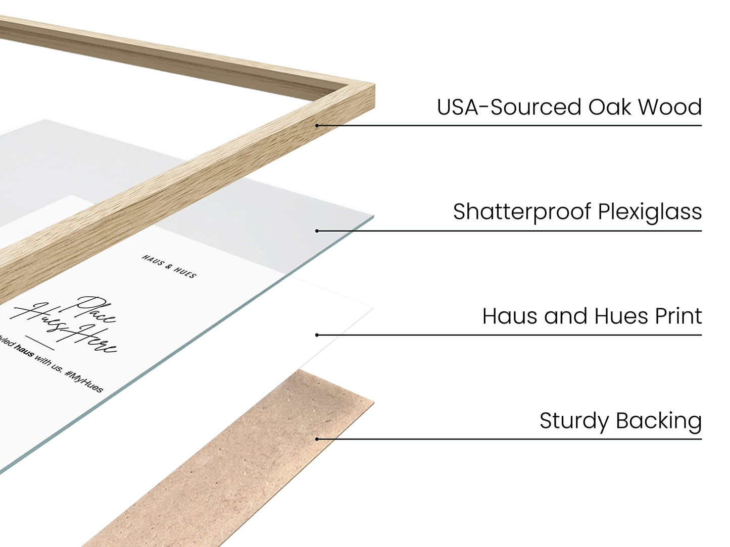 HAUS AND HUES Beige Oak Wood 12x16 Picture Frame - Modern Wood Wall Art Display - Lightweight 12x16 Frame for Art Prints, Photos, Posters - Ready-to-Hang Vertically & Horizontally