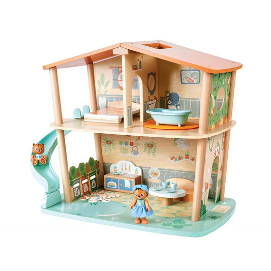 Hape Tigers Jungle House,Green Planet Explorers | Educational Toy Doll House with Furniture, for Children Ages 3+ Years