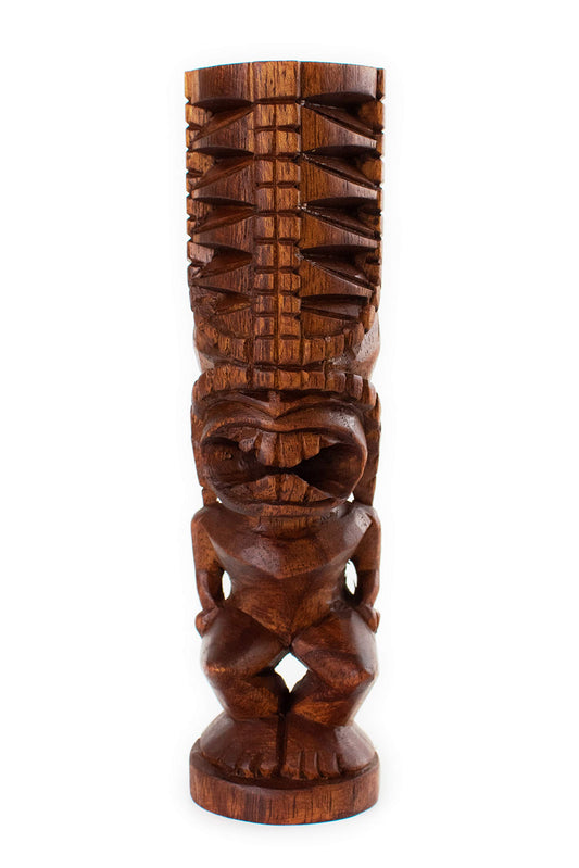 G6 Collection Handmade Wooden Primitive Angry Face Tribal Statue Sculpture Tiki Bar Handcrafted Unique Gift Art Decorative Home Decor Accent Figurine Decoration Artwork Hand Carved (Big Forehead)