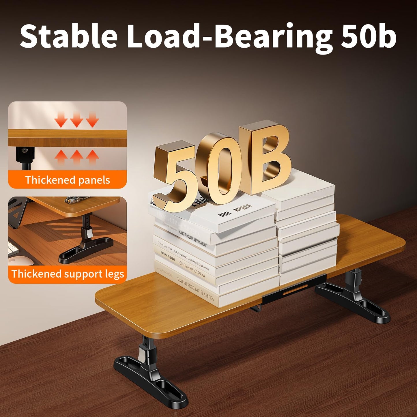 NIFBANG Wooden Monitor Stand Riser for Desk,Adjustable Height Monitor Shelf Riser with Phone Holder,Desk Storage Organizer Accessories,Wood Computer Screen Stands for Office,Home,Laptop,Printer,TV