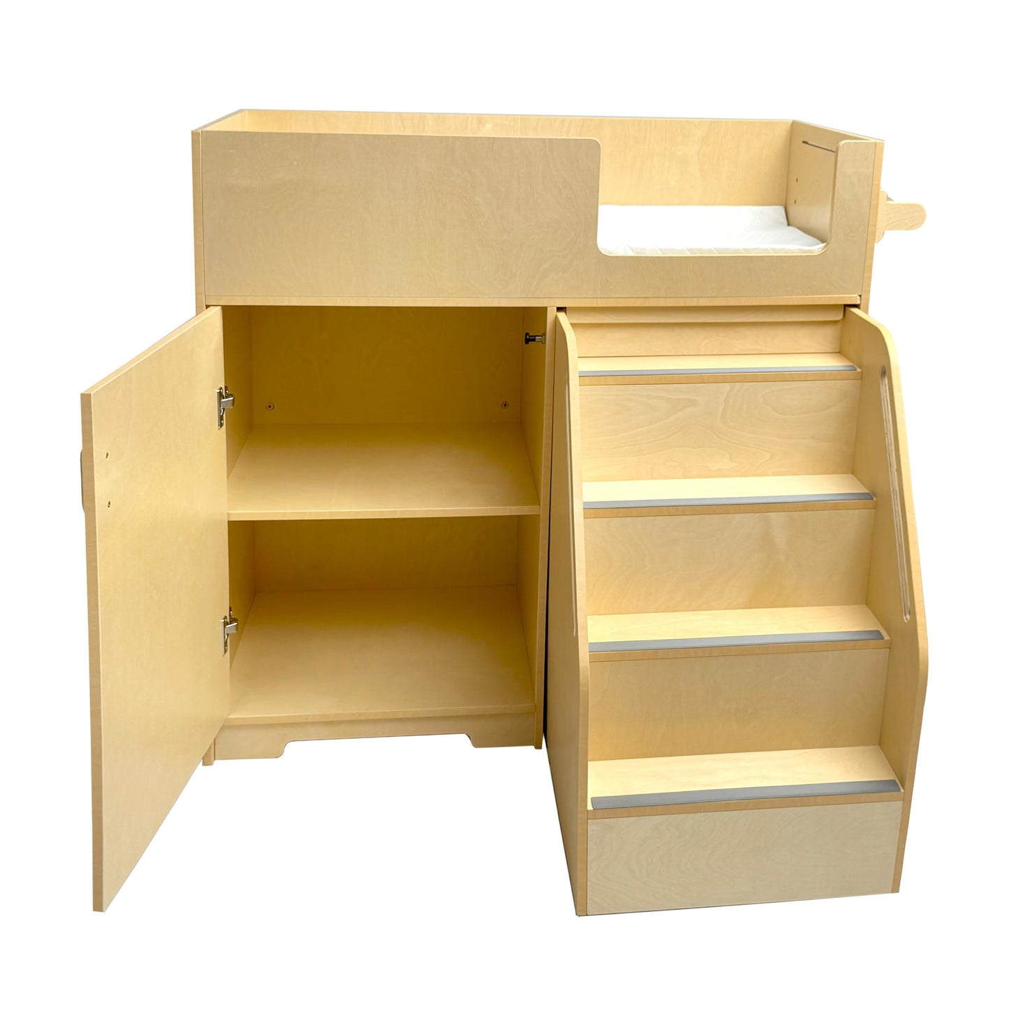 ZETY BABY Portable Dresser with Stairs on Wheels, Wooden Diaper Station with 2 Storage Shelves, Paper Roller and Pad, Perfect for Babies and Toddlers
