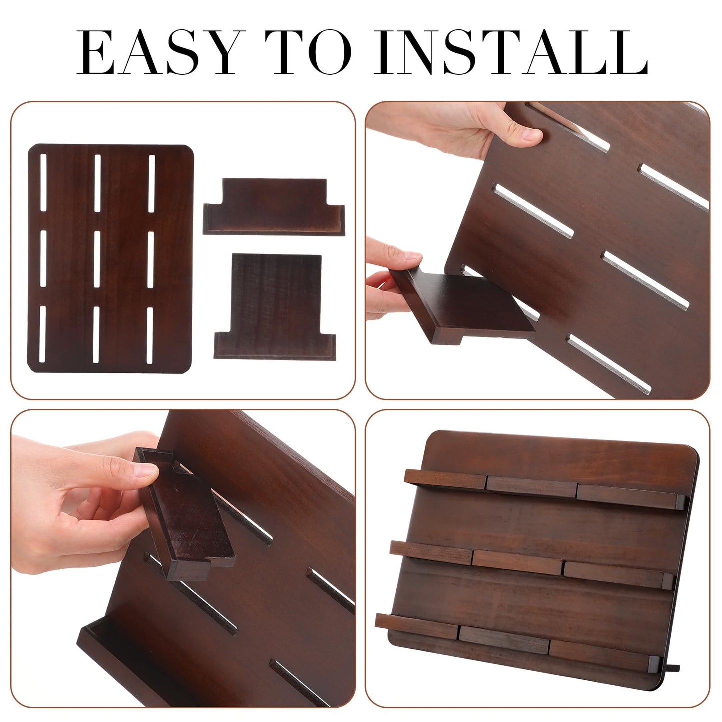 Leinuosen 3 Tie Wood Business Card Holder for Desk 9 Slot Wooden Business Card Display Stand Multiple 3 Tie Detachable Organizer for Desktop Office Home Exhibition Meeting (9.45 x 13 Inch)