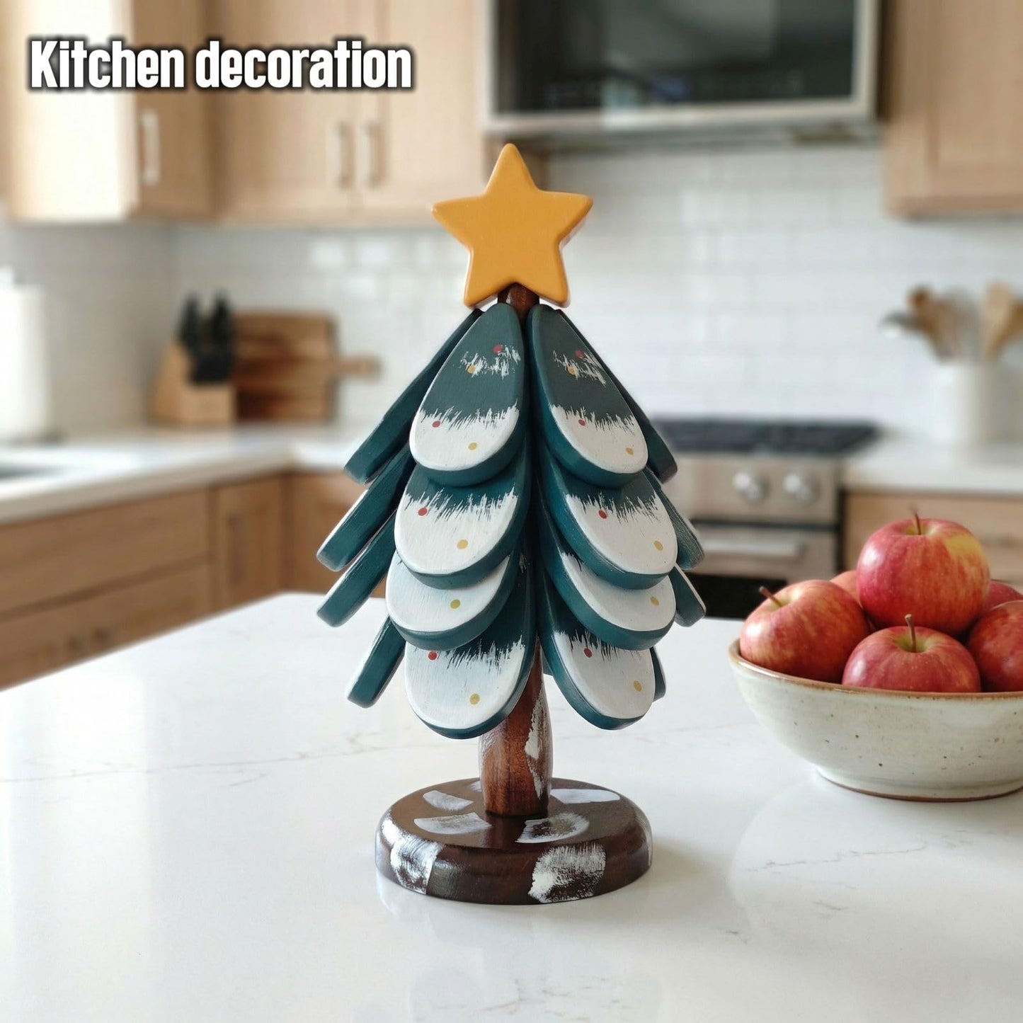 Green Wooden Trivet Tree - High End Wood Coasters Resistant Trivets for Hot Dishes & Pans - Kitchen Decorations Table Centerpieces Senior Birch Material