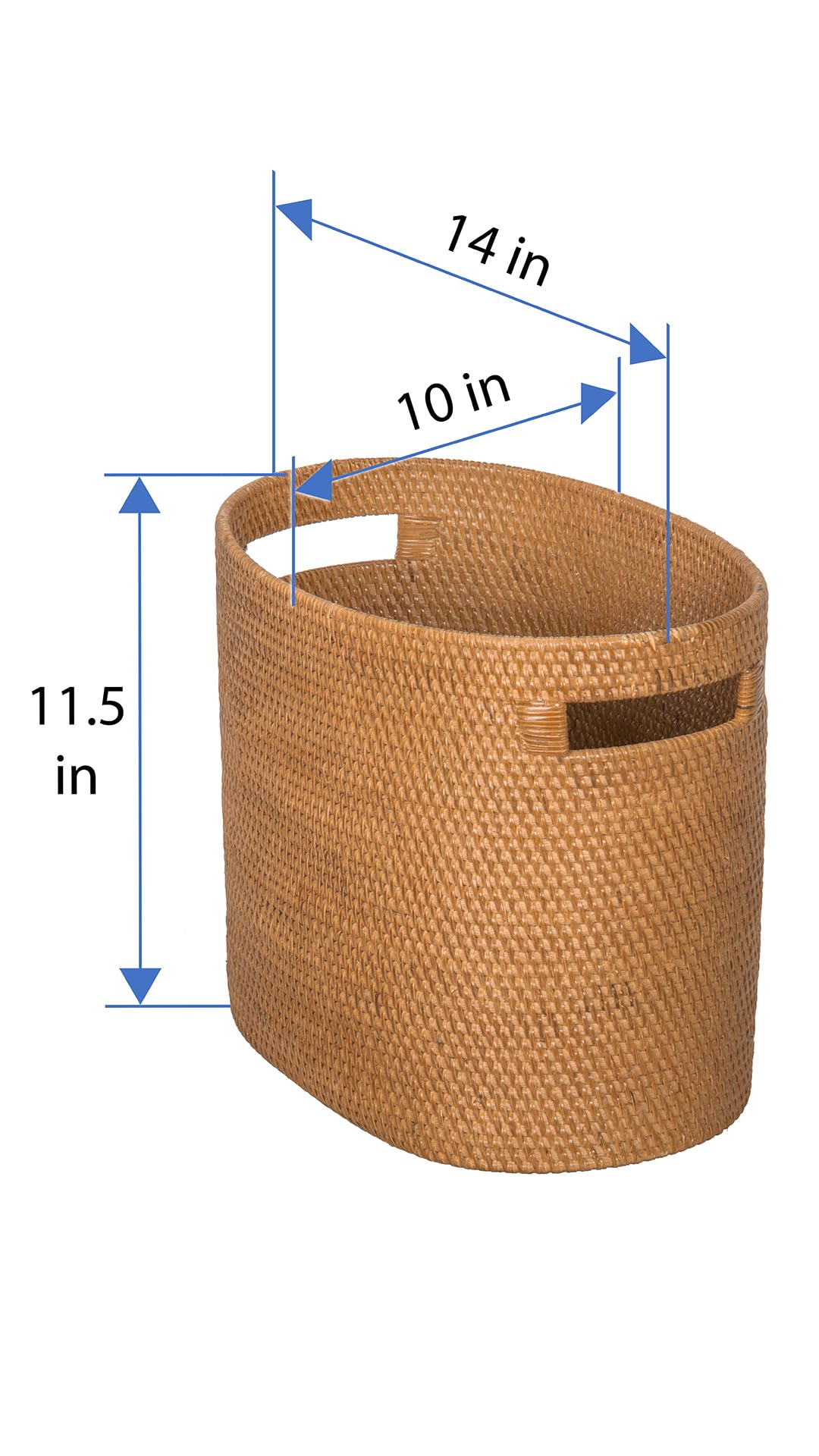 KOUBOO Laguna Rattan Magazine Rack – Stylish Woven Basket for Organizer Books, Magazines & Home Storage – Decorative Storage Solution for Living Room, Office, Honey Brown