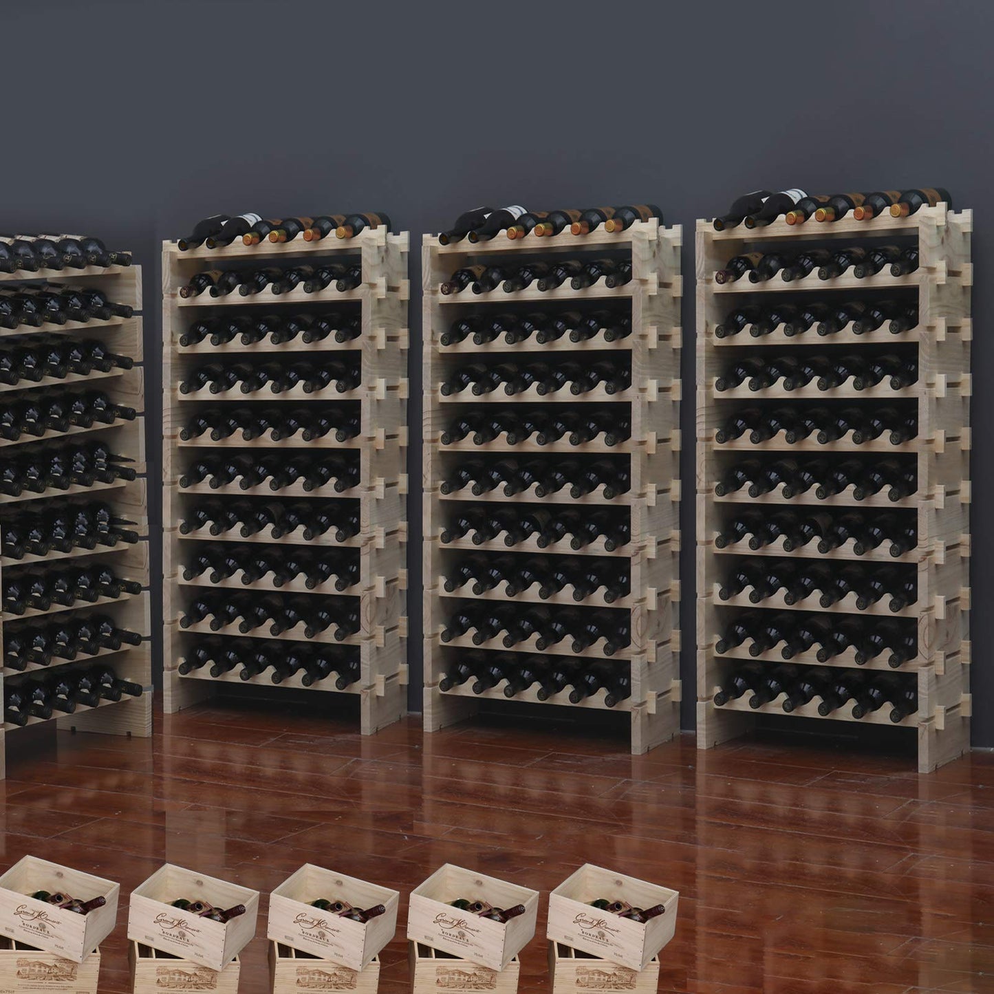 fdjamy Wine Rack Solid Wood Stackable Storage Wooden Wine Rack Wine Cabinet (60 Bottles, Natural Color)