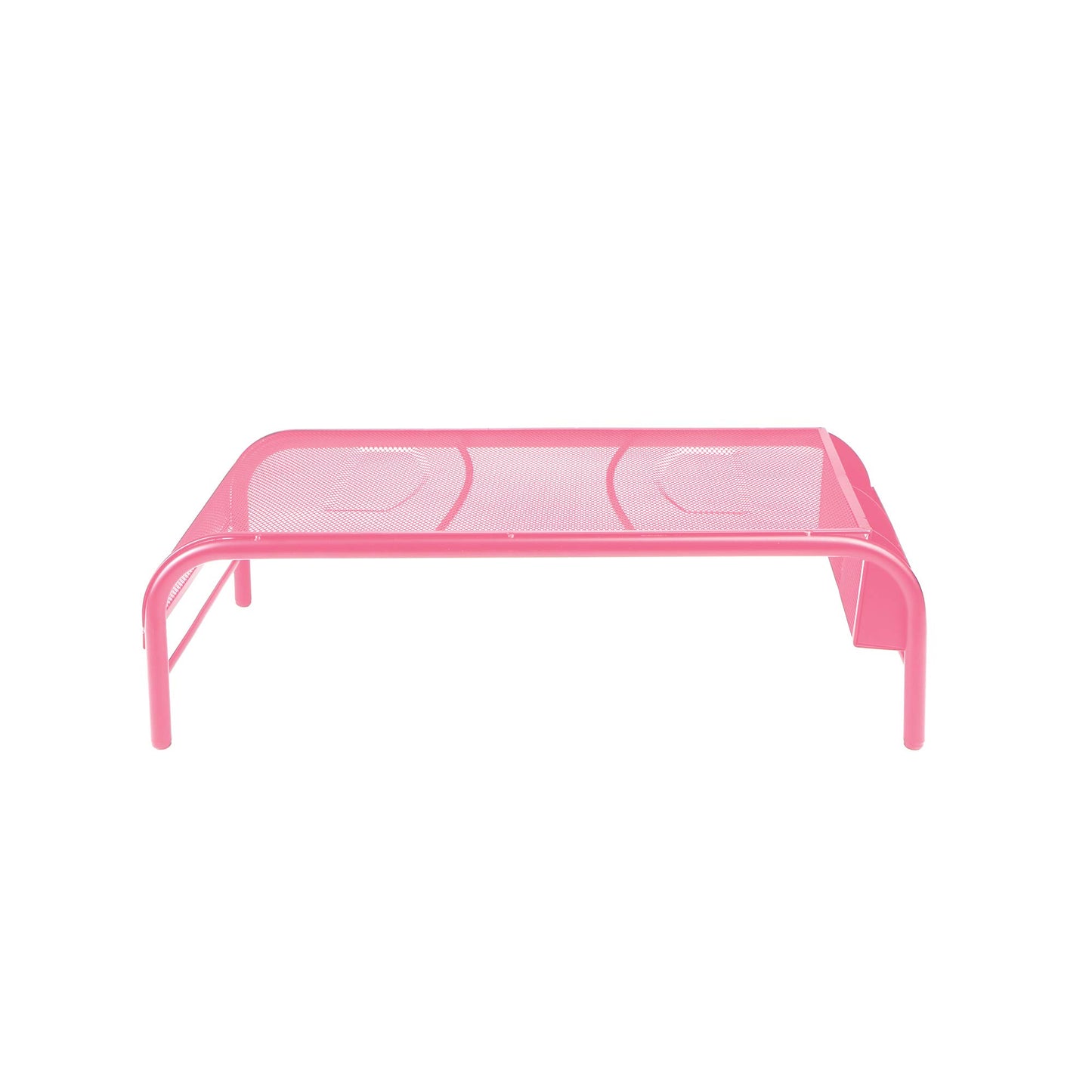 Mind Reader Monitor Stand, Ventilated Laptop Riser, Desktop Organizer, Side Storage, Metal Mesh, 20" L x 11.5" W x 5.5" H, Pink