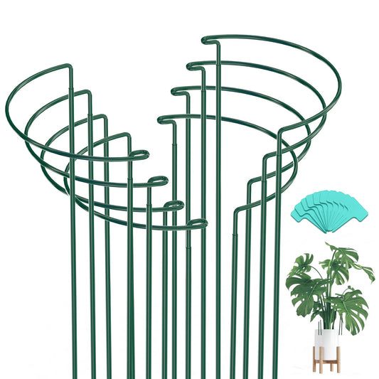 Breeze Touch 8 Pack Plant Support Stakes, 32 Inch Plant Stakes for Outdoor Plants, Peony Cage with 15 Pcs Green Lables, Peony Cages and Supports, Peonies Support Cages Flower Stakes for Plants