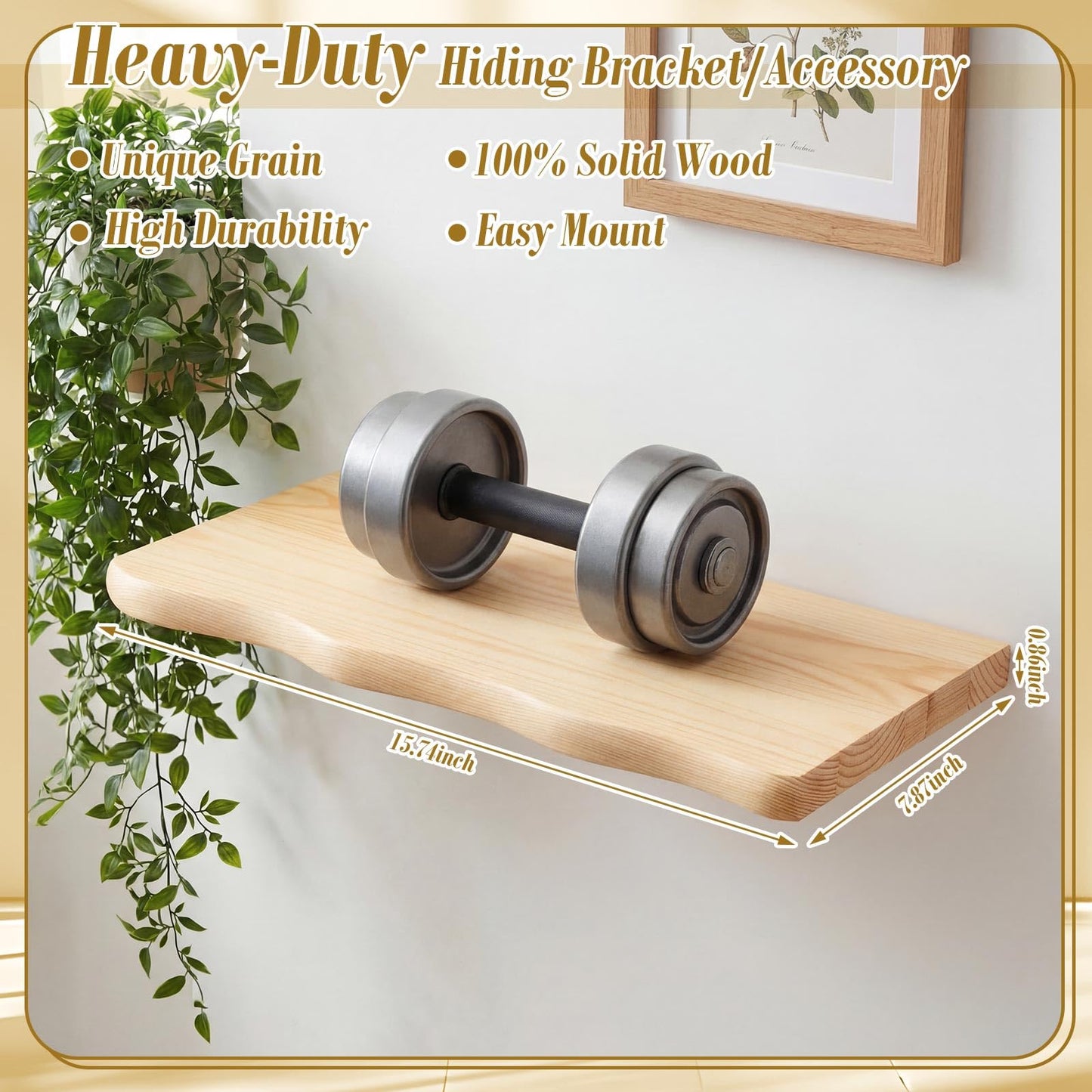 Pinkunn 4 Pcs Floating Shelves for Wall Rustic 15.75 Inches Wooden Floating Shelf Wooden Shelves Modern Farmhouse Decor for Bathroom Living Room Bedroom Kitchen Wall Mounted Live Edge Pine Shelf