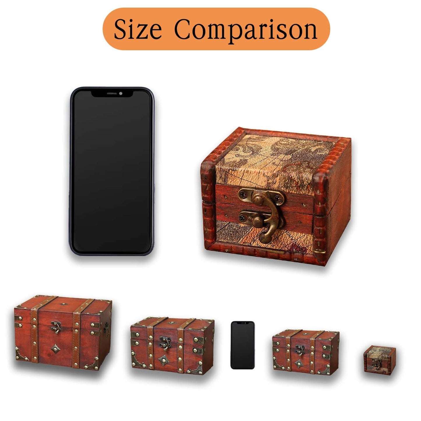 GemJelry Wooden Jewelry Box, Classical Wood Jewlery Box Jewelery Storage Box Case Holder Jewellery Chest Mom Gifts Antique Trinket Organizer Treasure Box for Women Girls Ring Necklace Earring