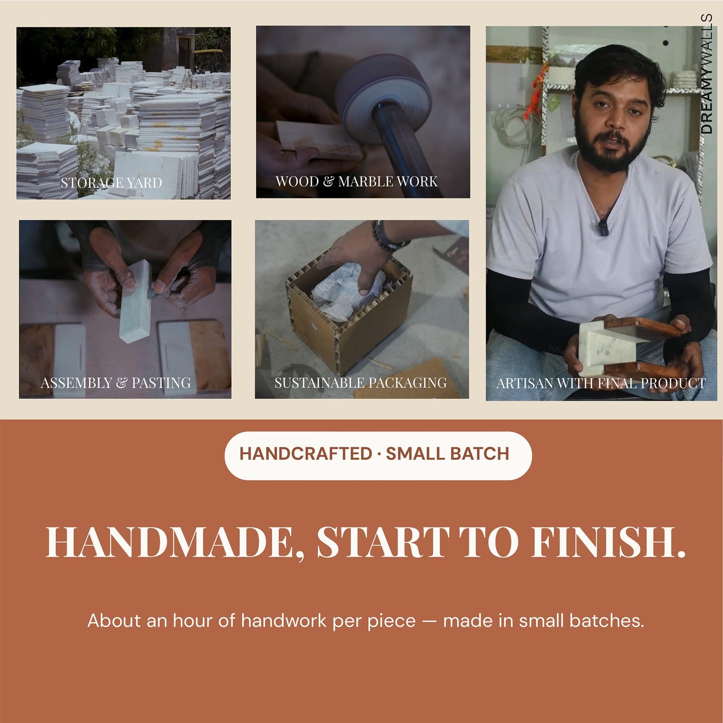 Dreamy Walls 5.5” Marble Napkin Holder for Dining Table & Kitchen Counter | Modern, Upright, Acacia Wood & Marble Napkin Dispenser & Stand | Cocktail, Party, Countertop Use | Handmade in India