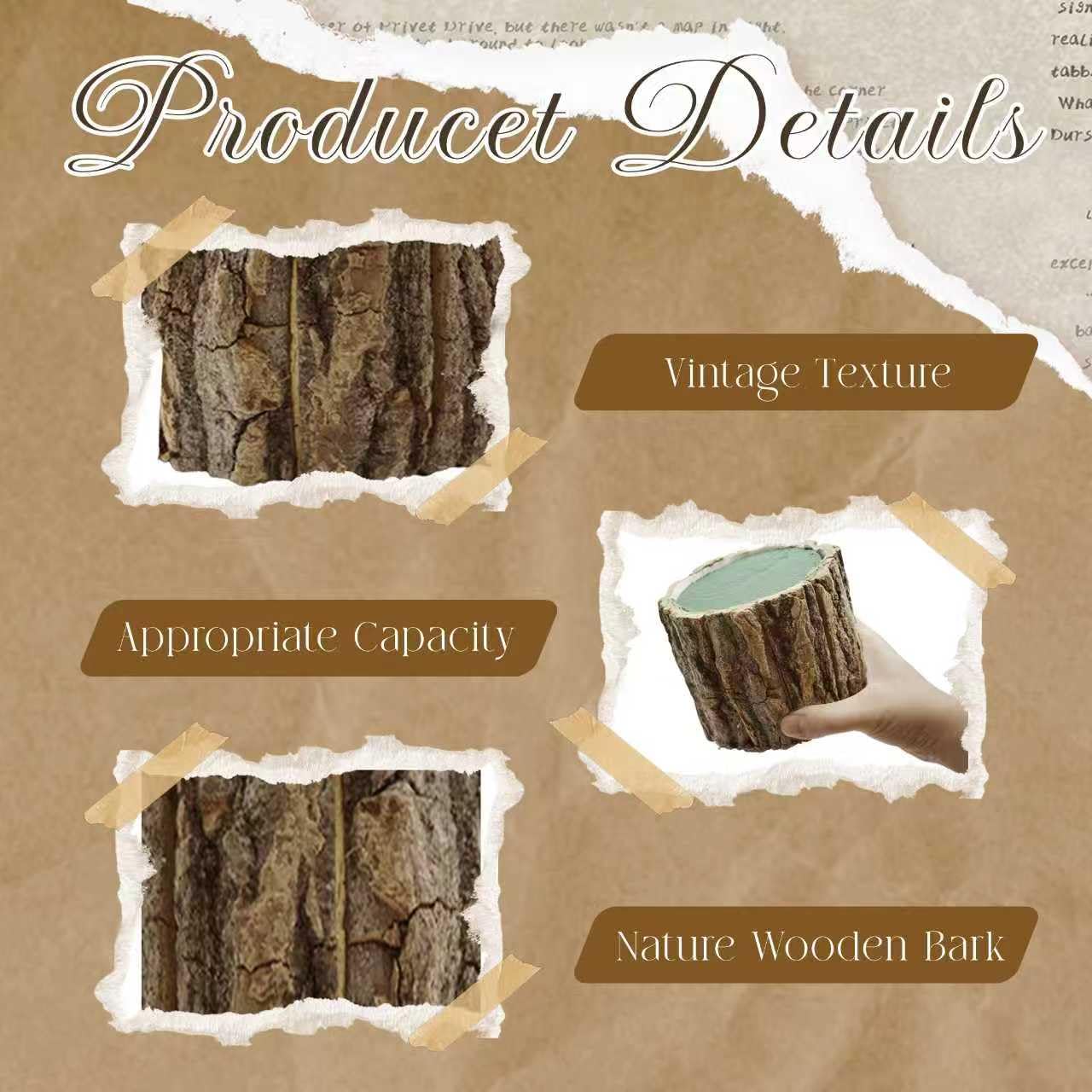 6 Set 4.72in Wooden Vases for Centerpieces, Wedding Flower Table Wood Vase Rustic Tree Stump Planter Pots with Foam Blocks for Woodland Party Home Farmhouse Table Decor (6 Set with Flower Foam)