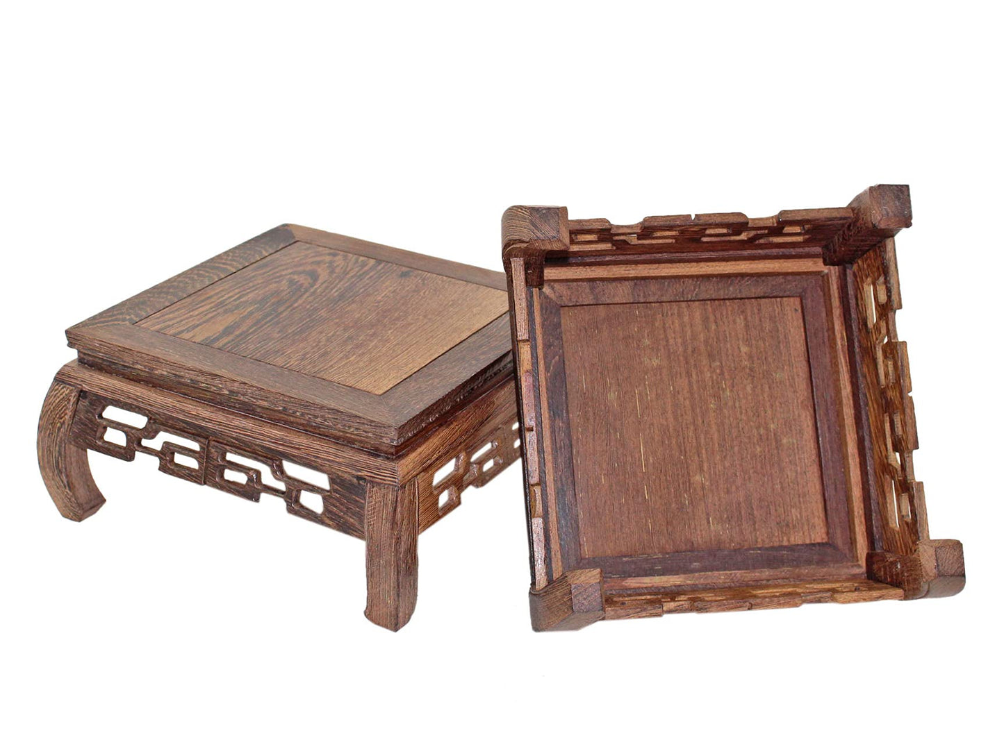 GOLDY&WENDY Chinese Style Wooden Base Rosewood Carved Flower Bonsai Display Stand Art Antique Furniture Decoration
