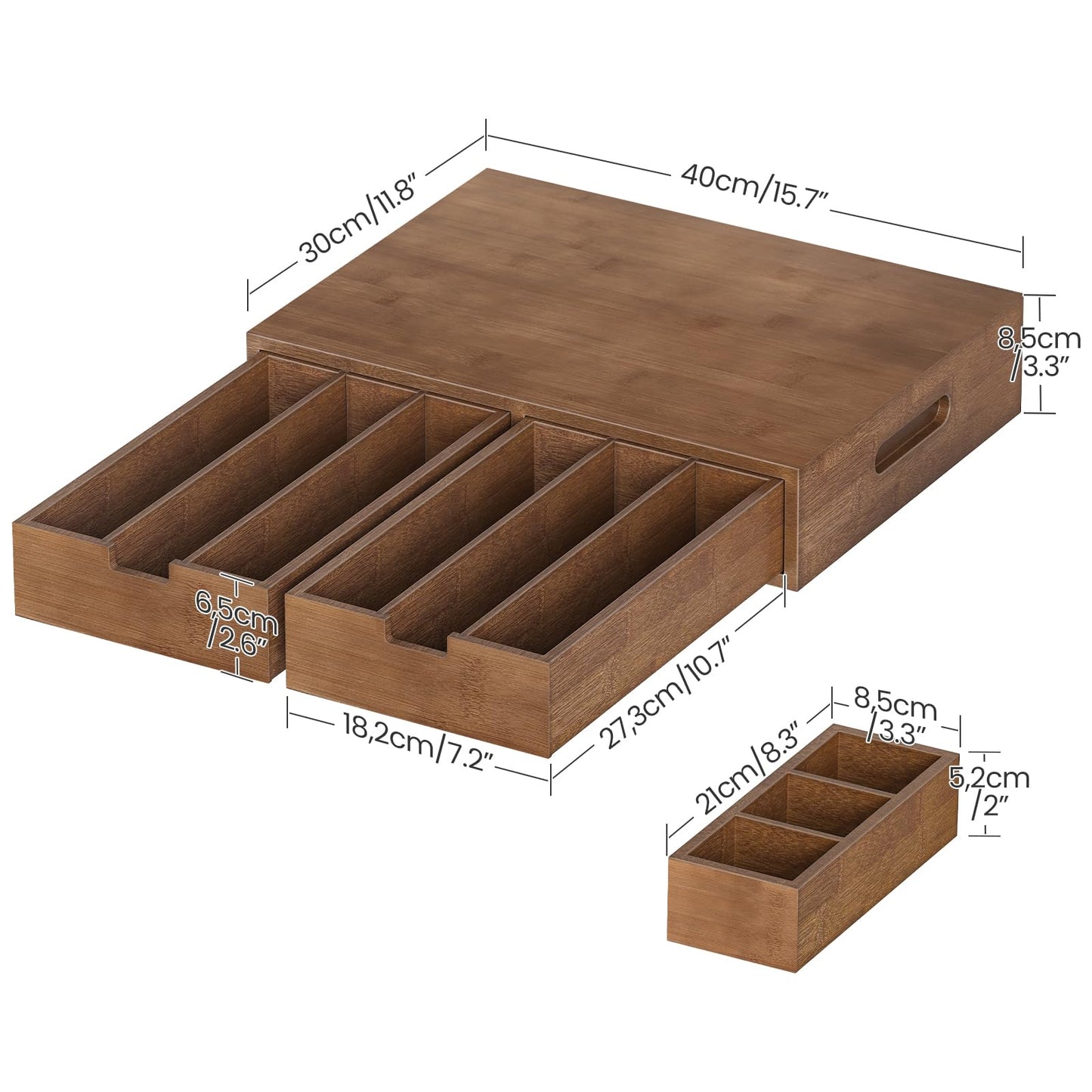 CHOEZON Coffee Pod Organizer, Storage Box with 2 Drawers, Coffee Station with Removable Dividers, Holder for K-Cup, Holds Pods, Syrup, Tea Bags for Living Room, Kitchen, Office, Mocha MCW31MA