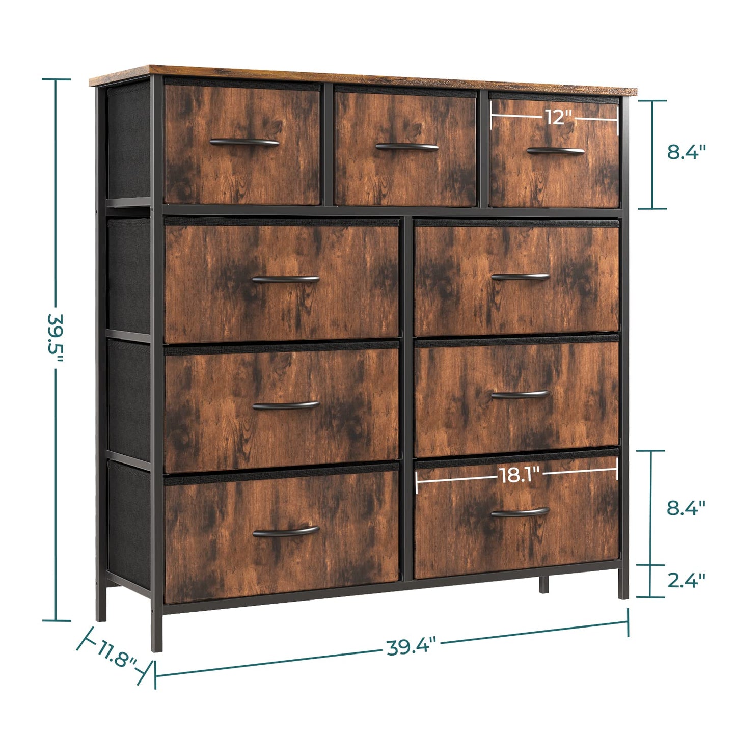 Atilioo Dresser for Bedroom with 9 Drawers, Anti-Tip Fabric Storage Tower
