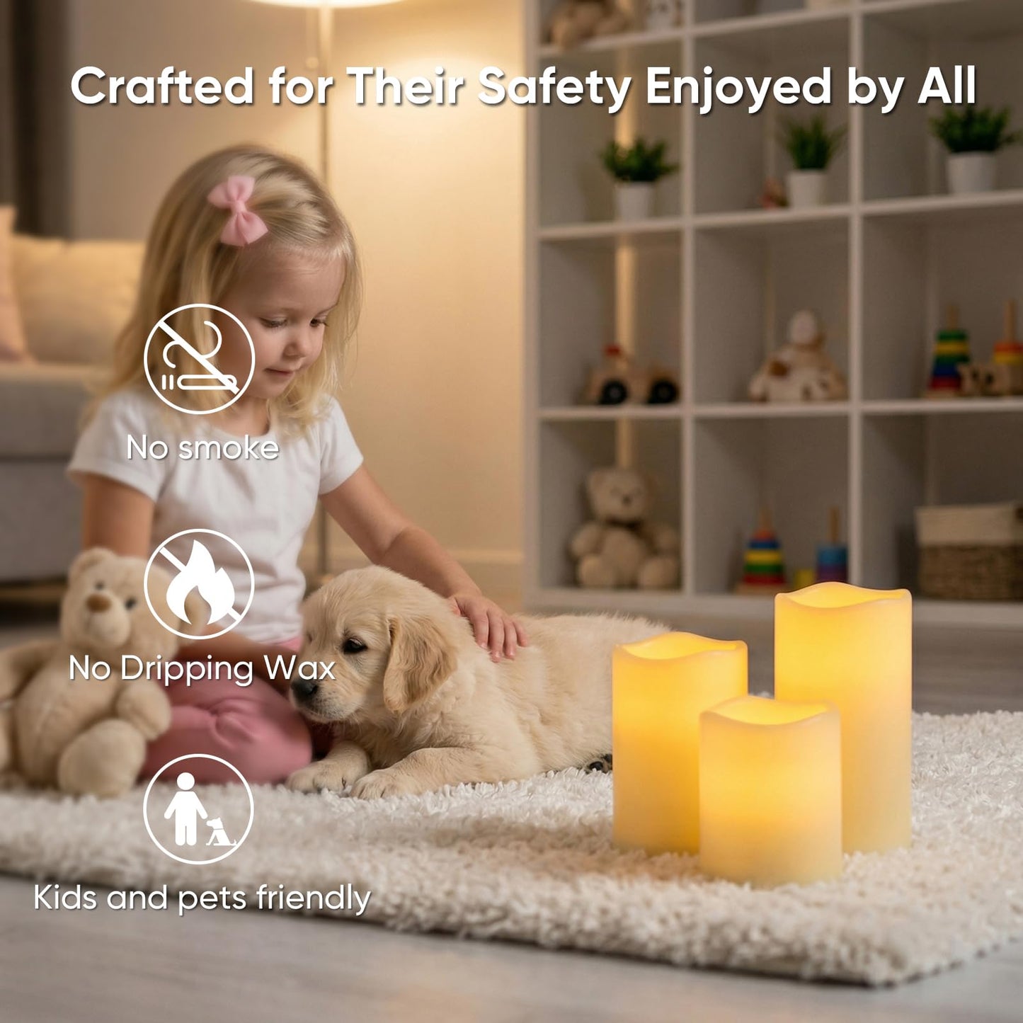 5plots 3" X 4"5" 6" Outdoor Waterproof Candles, Battery Operated Led Ivory White Flameless Candles with 10-Key Remote & Timer for Indoor Home Lantern Holiday Decor, Set of 3