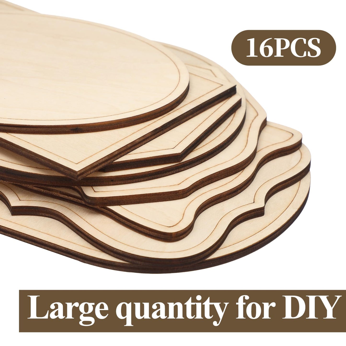 Nuanchu 16 Blocks 6.5" x 4.5" Unfinished Wooden Plaques in Various Shapes for Various Painting Ideas, Wood Sign for Burning DIY Crafts(Style 1)