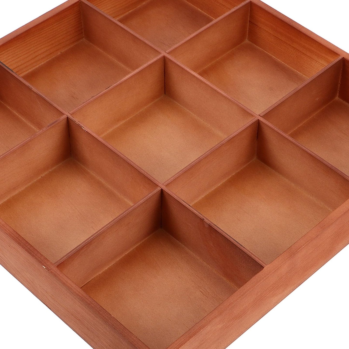 CLISPEED Wooden Multi-compartment Organizer Tray for Office Kitchen Storage and Small Parts Organizer, Brown Wood Material with Versatile Use for Cosmetics and Items on Tabletop or Room