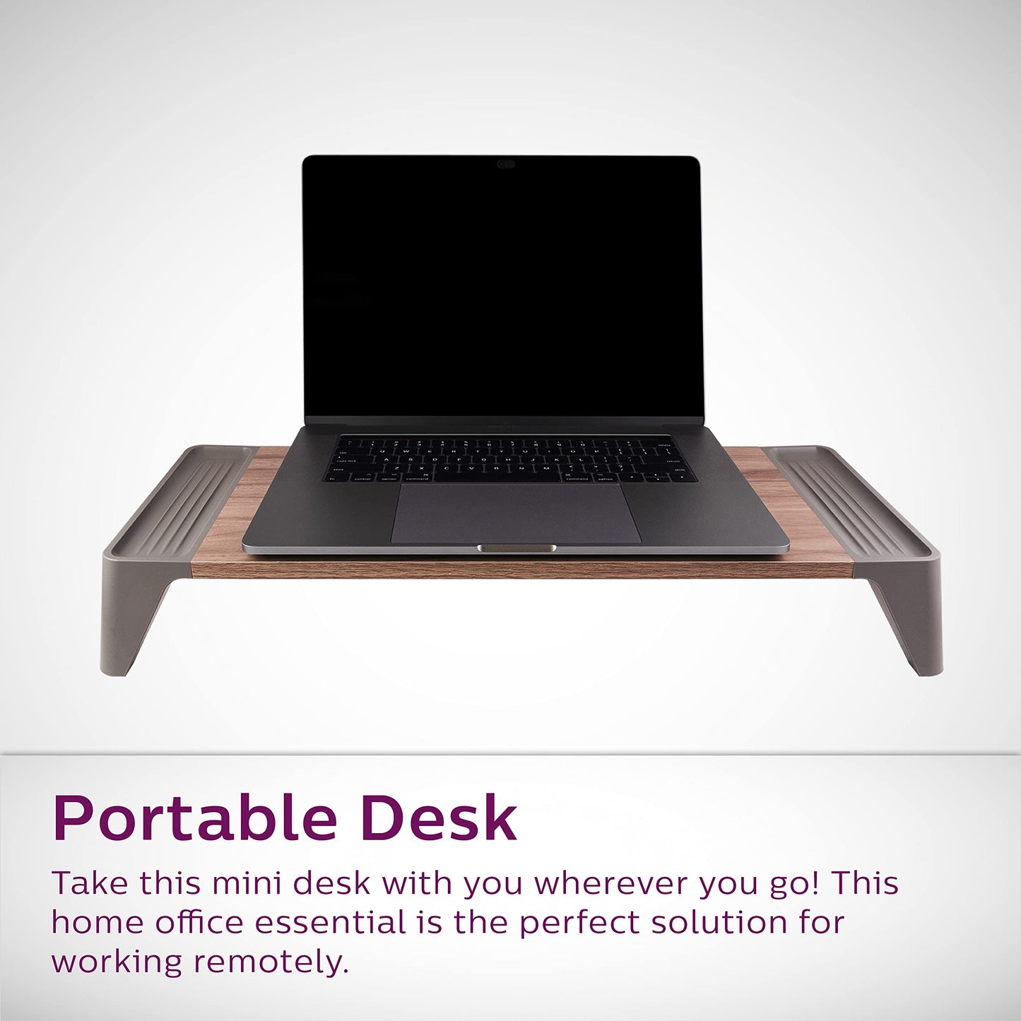 Philips Wooden Stand, Supports Up to 20bs, Space Saving Style, Portable Desk, Work from Home, Office, Travel, DLK0100W/37, Walnut
