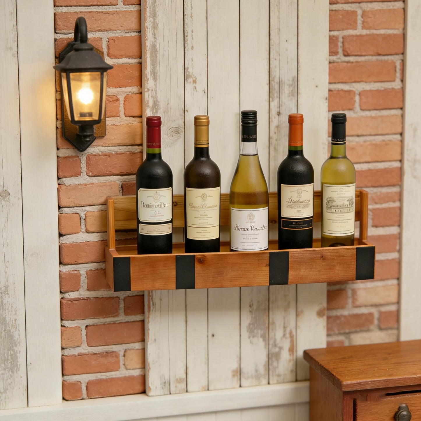 FUIN Wooden Wine Rack Wall Mounted, Wine Bottle Rack & Wine Holder Shelf, Solid Wood Wine Shelf for Kitchen, Dining Room & Home Bar, Space Saving Liquor Bottle Display