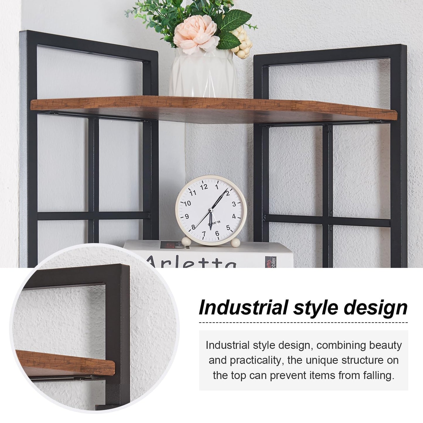 HOMISSUE Corner Shelf, 6 Tier Tall Narrow Bookshelf 76.9", Industrial Corner Bookcase with Storage for Home Office Living Room and Bedroom, Rustic Brown