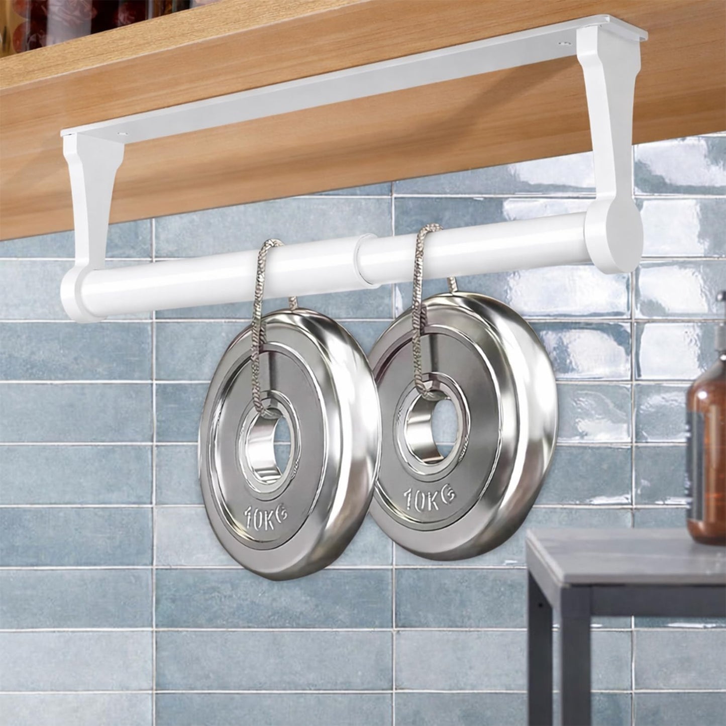 MONEER Kitchen Roll Holder Under Cabinet, Paper Towel Holder, Aluminum Alloy Kitchen Towel Holders, Self Adhesive Kitchen Roll Holder for Kitchen, Bathroom, Living Room (White)