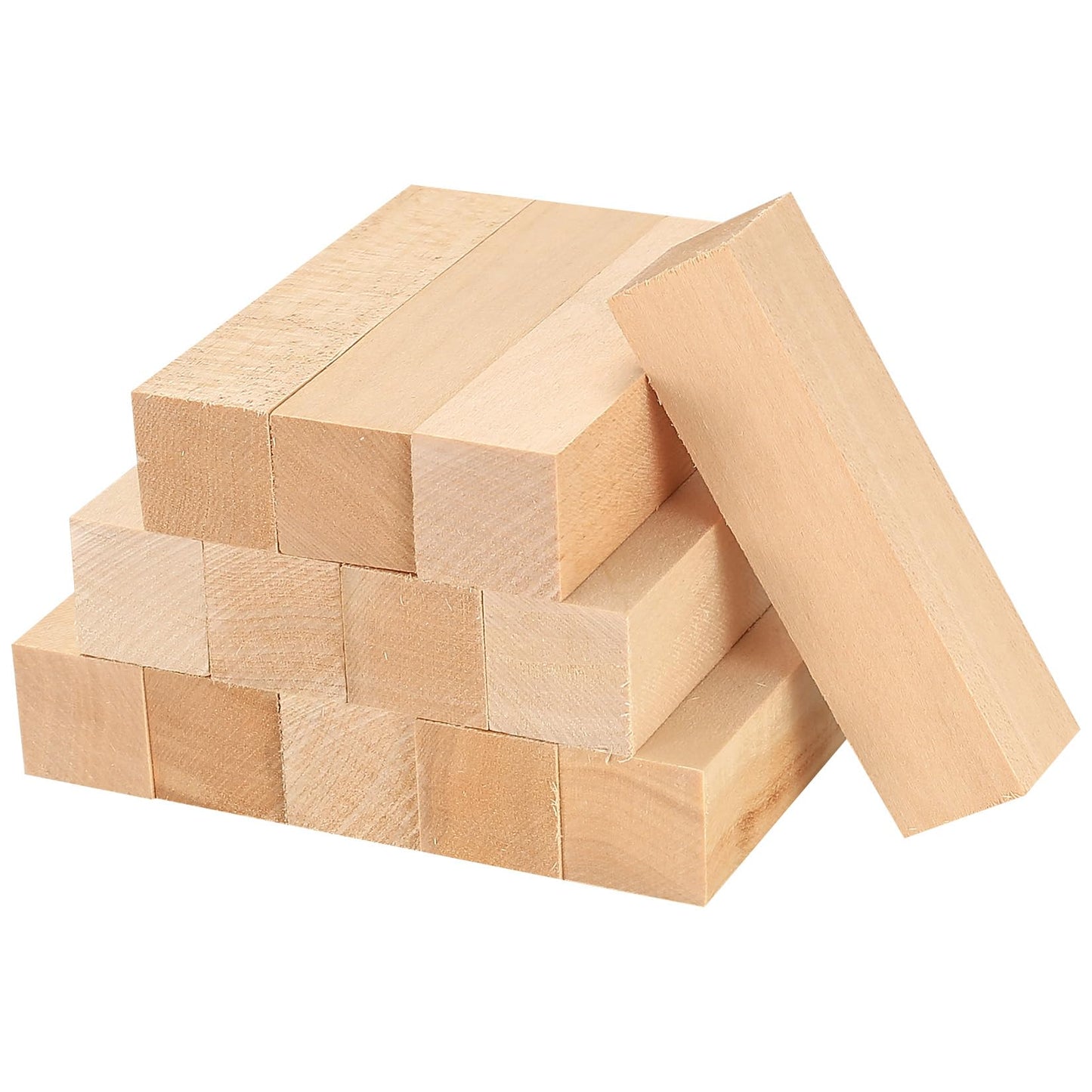 qxayxa 13 Pcs Unfinished Wooden Blocks for Crafts, Basswood Carving Blocks, Basswood for Wood Carving Blocks, Bass Wood for DIY Crafting Whittling for Adults Beginner Experts - 3.9x1x1