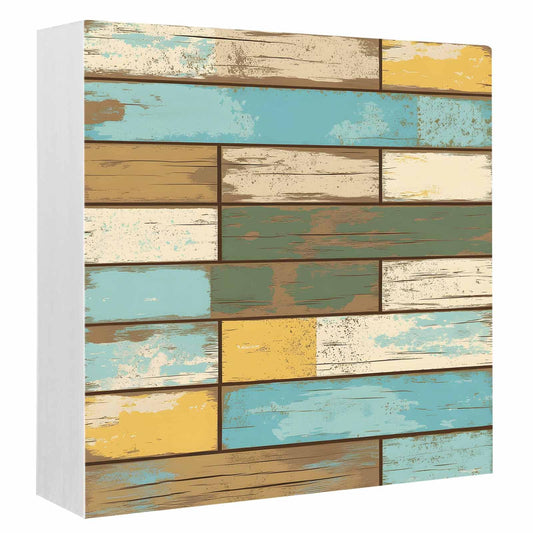 Wood Box Sign Desk Decor Farm Barn Vintage Wood Grain Square Boxes Sign, Country Farmhouse Rustic Plank Wooden Block Box Sign Decoration for Home Wall Tabletop Shelf Office Decor,6x6IN