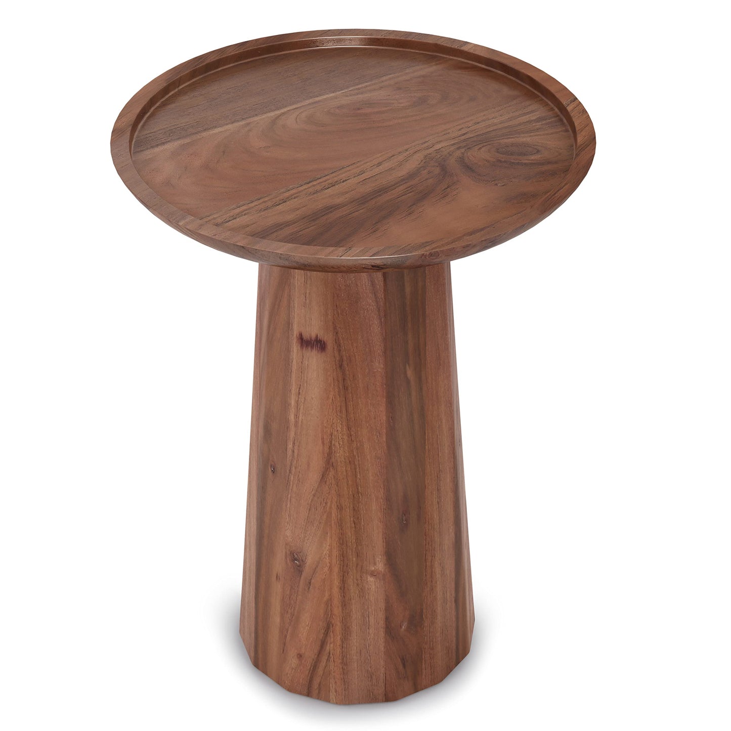 SIMPLIHOME Dayton End Table - 13 inch Wide Solid Acacia Wood Round Accent Table in Light Cognac, Handcrafted Contemporary Nightstand or Lamp Stand for Living Room with Textured Finish, Assembled