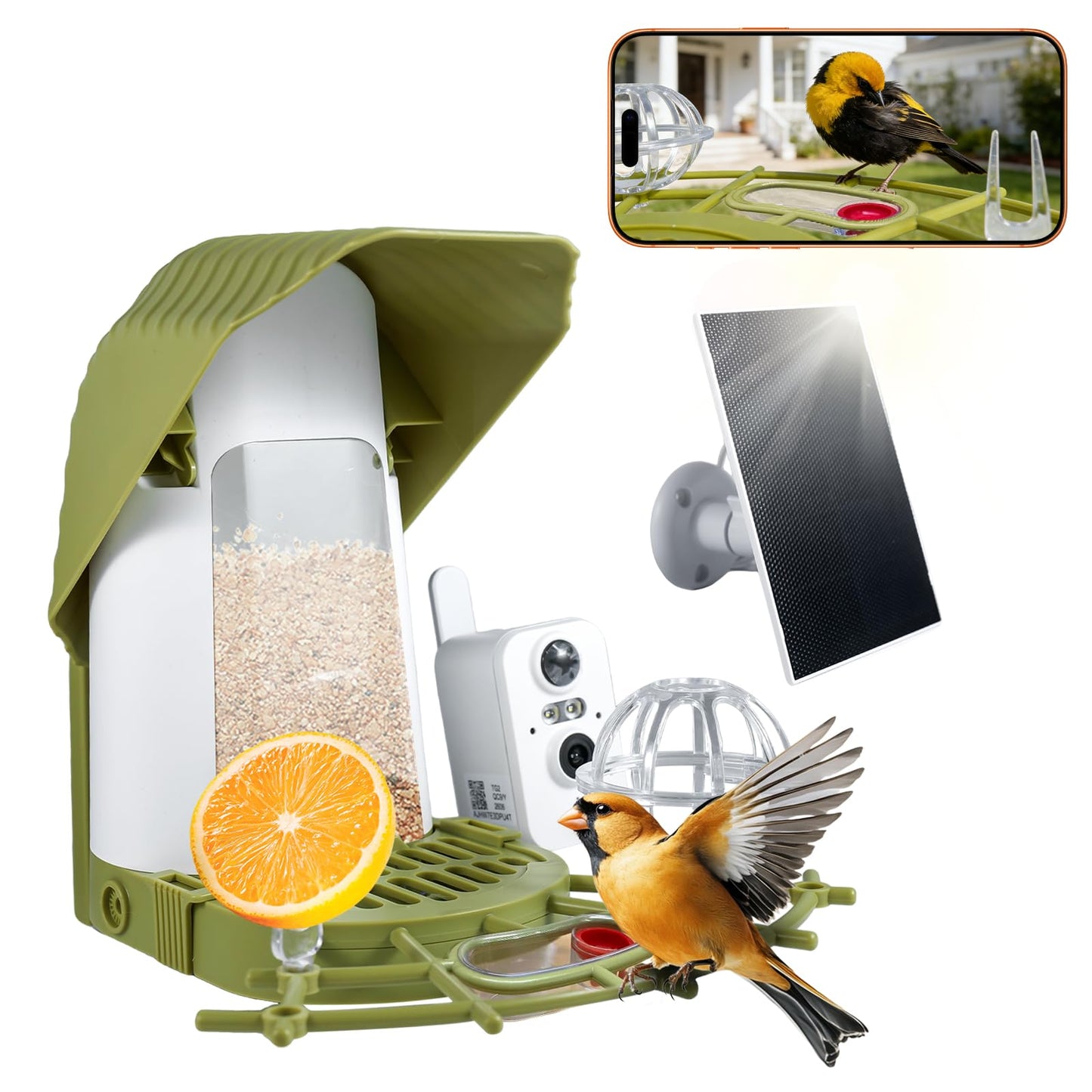 Upgraded Smart Bird Feeder with Camera, AI Species Identify, Adjustable Exterior Camera, 2K HD Live View & Motion Alerts, Weatherproof Outdoor Bird Feeder for Bird Lovers