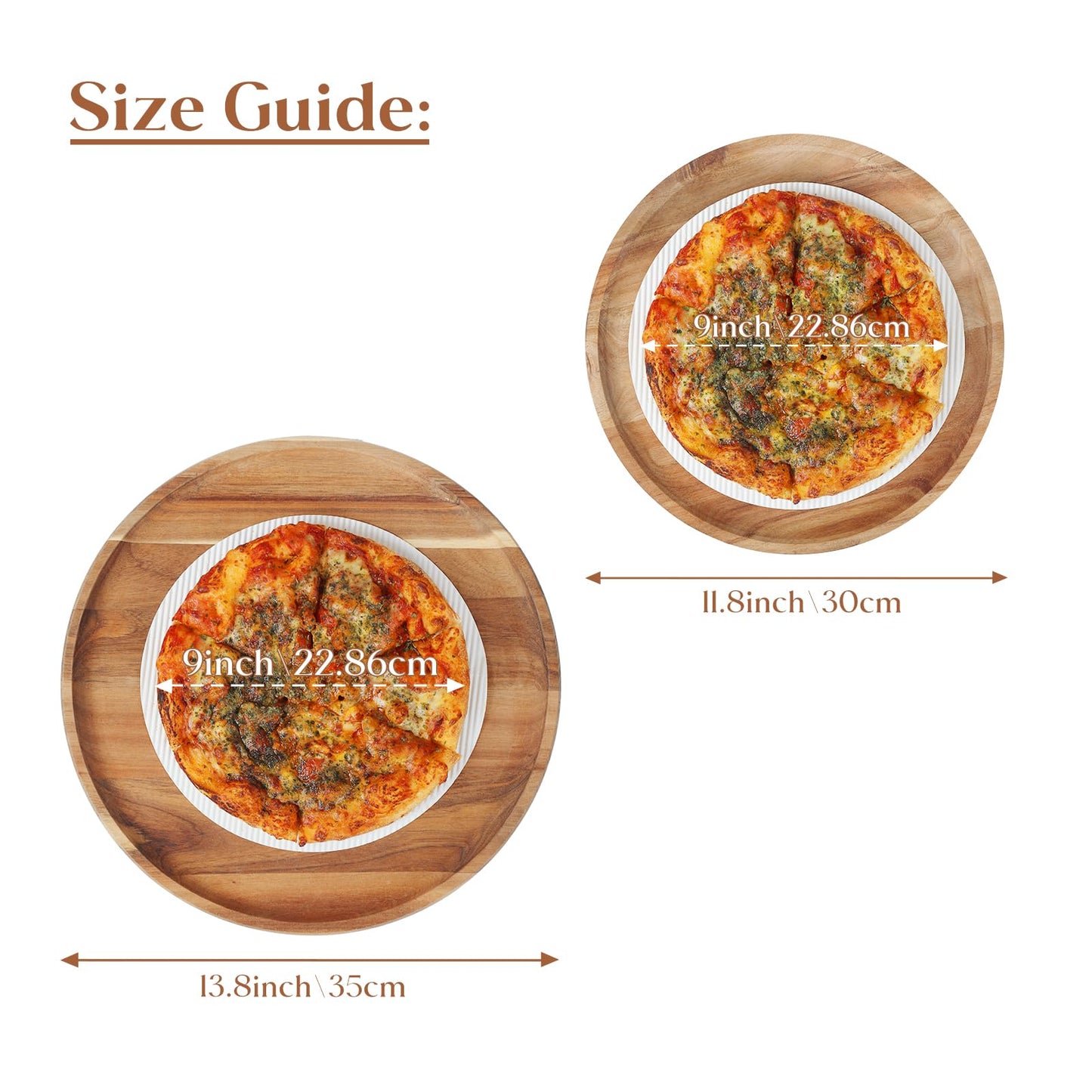YANGQIHOME 11.8 inches Round Wood Tray, Wooden Serving Tray, Acacia Plates, Appetizer Charcuterie Board, Tray Organizer for Kitchen/Countertop, 11.8 x 11.8 x 0.8 inch