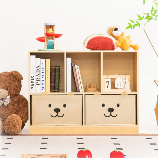 OgiOgi Montessori Shelf,Wooden Kids Storage Organizer for Toddlers,5-Section Storage Cabinet,2-Shelf Bookcase,Book Shelf for Kids Rooms, Book Storage Display for Bedroom Classroom(Nursery-Burlywood)
