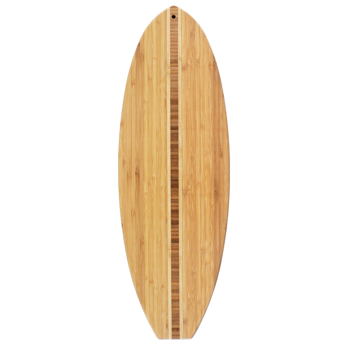 Totally Bamboo Surfboard Cutting Board and Charcuterie Board, Beach-Themed Bamboo Serving Platter with Wall Hang Tie, 23" x 7.5"