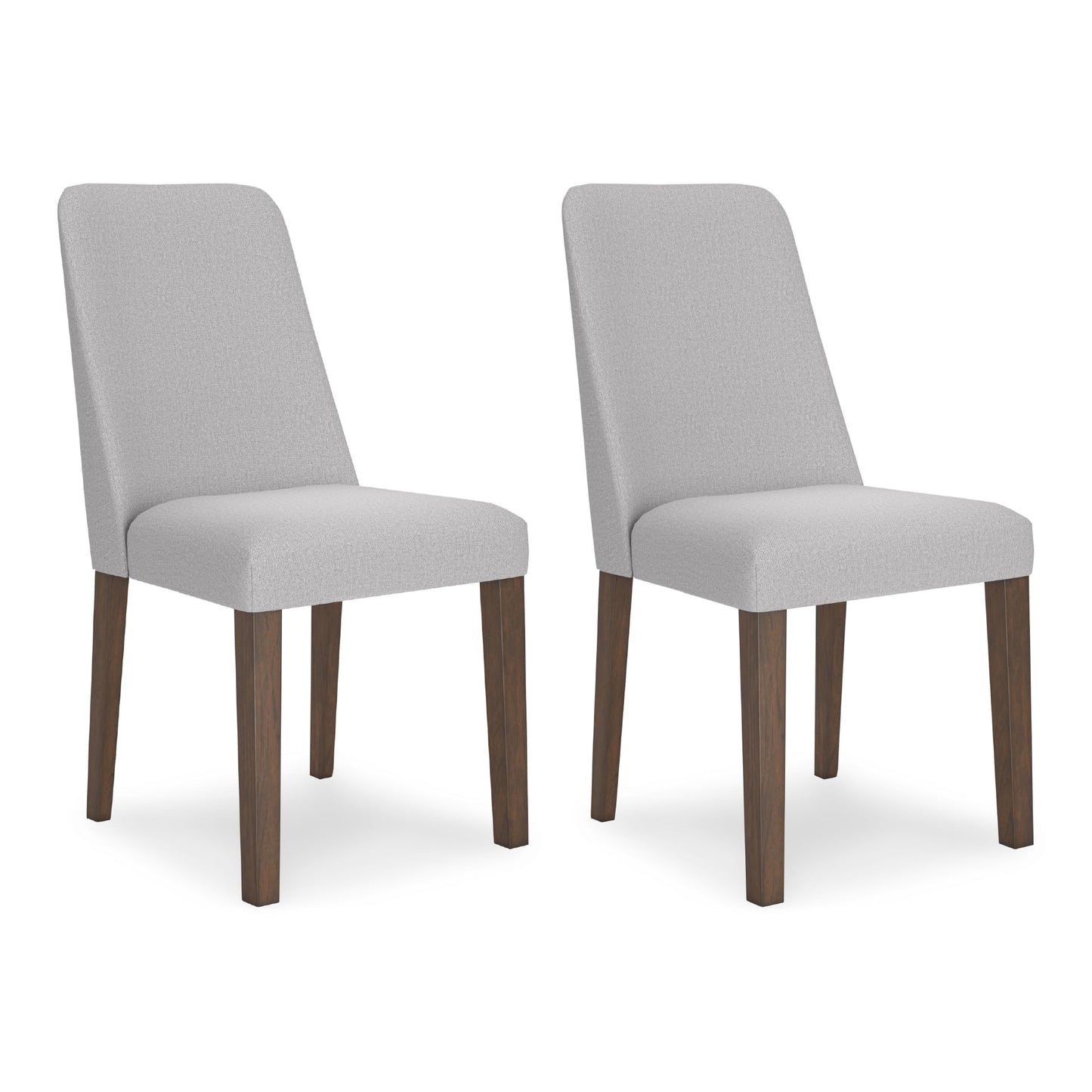Signature Design by Ashley Lyncott Dining Chairs Set of 2, Mid Century Modern Style, Solid Wood Frame with Light Gray Polyester Upholstery, for Casual Kitchen and Dining Room Spaces, Medium Brown