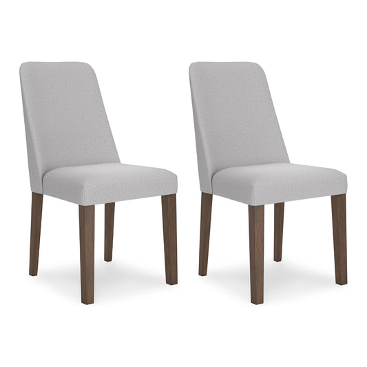 Signature Design by Ashley Lyncott Dining Chairs Set of 2, Mid Century Modern Style, Solid Wood Frame with Light Gray Polyester Upholstery, for Casual Kitchen and Dining Room Spaces, Medium Brown