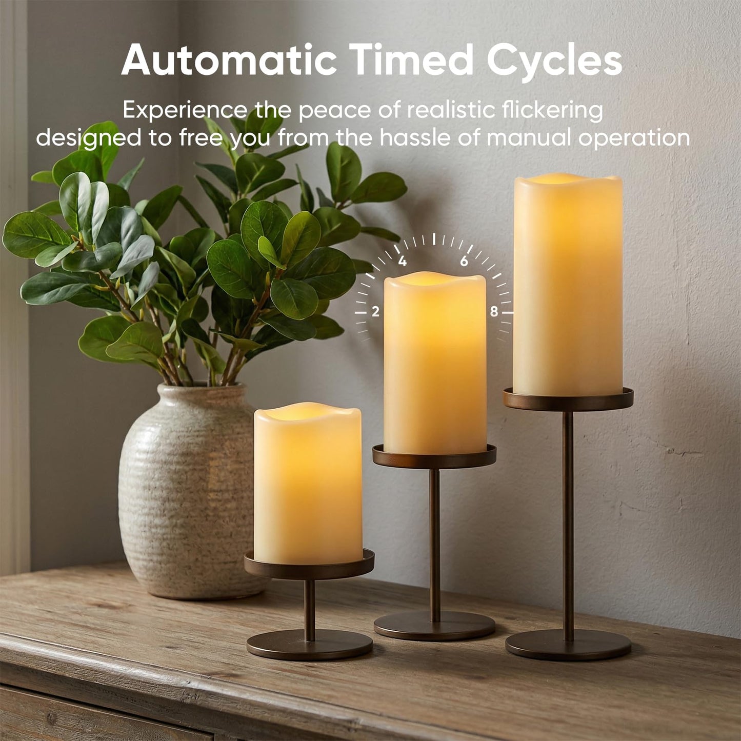 5plots 3" X 4"5" 6" Outdoor Waterproof Candles, Battery Operated Led Ivory White Flameless Candles with 10-Key Remote & Timer for Indoor Home Lantern Holiday Decor, Set of 3