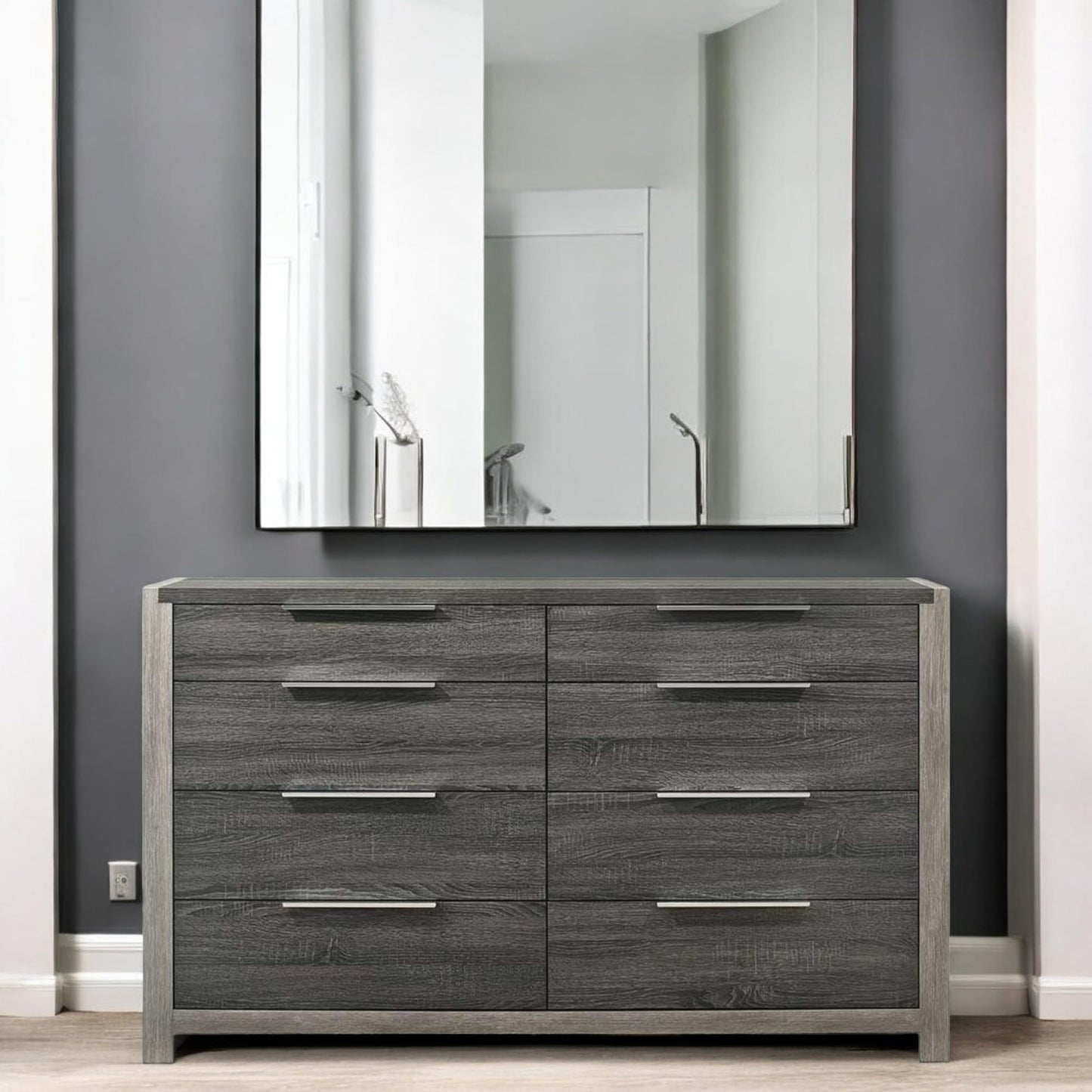 Acme Casimiro Transitional Wood 8-Drawer Rectangular Dresser in Gray
