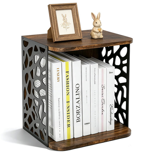 GMPAJHL Small Bookcase, Cube Storage Shelf Organizer Wooden Short Bookshelf DIY Stackable Space-Saving Storage for Small Spaces for Books Magazines Vinyl Records for Living Room Bedroom Home Office