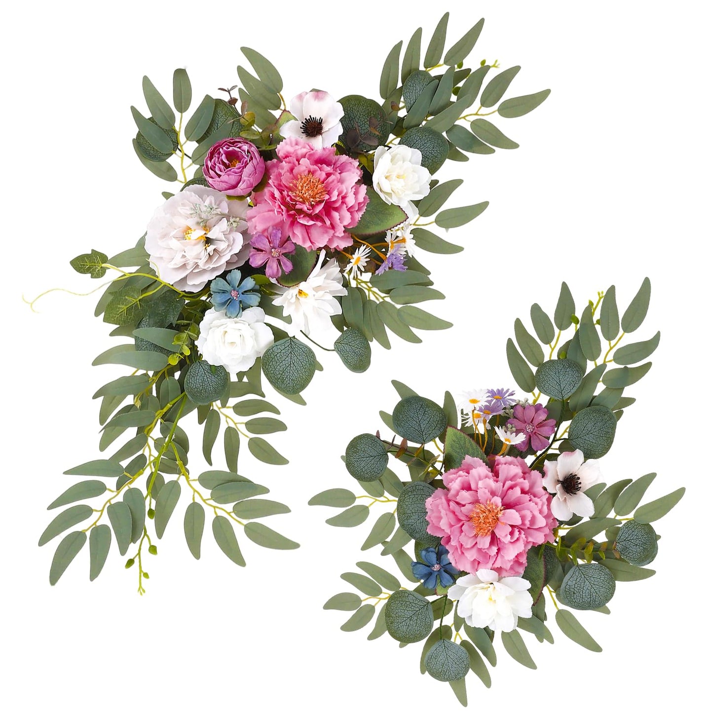 Wedding Arch Decorations 2 Pack - Reusable Artificial Hanging Flowers Floral Swag Greenery Garland for Wedding Welcome Sign Backdrop Bridal Ceremony Reception Backdrop, Baby Shower