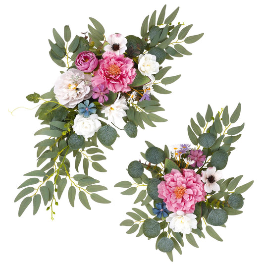Wedding Arch Decorations 2 Pack - Reusable Artificial Hanging Flowers Floral Swag Greenery Garland for Wedding Welcome Sign Backdrop Bridal Ceremony Reception Backdrop, Baby Shower