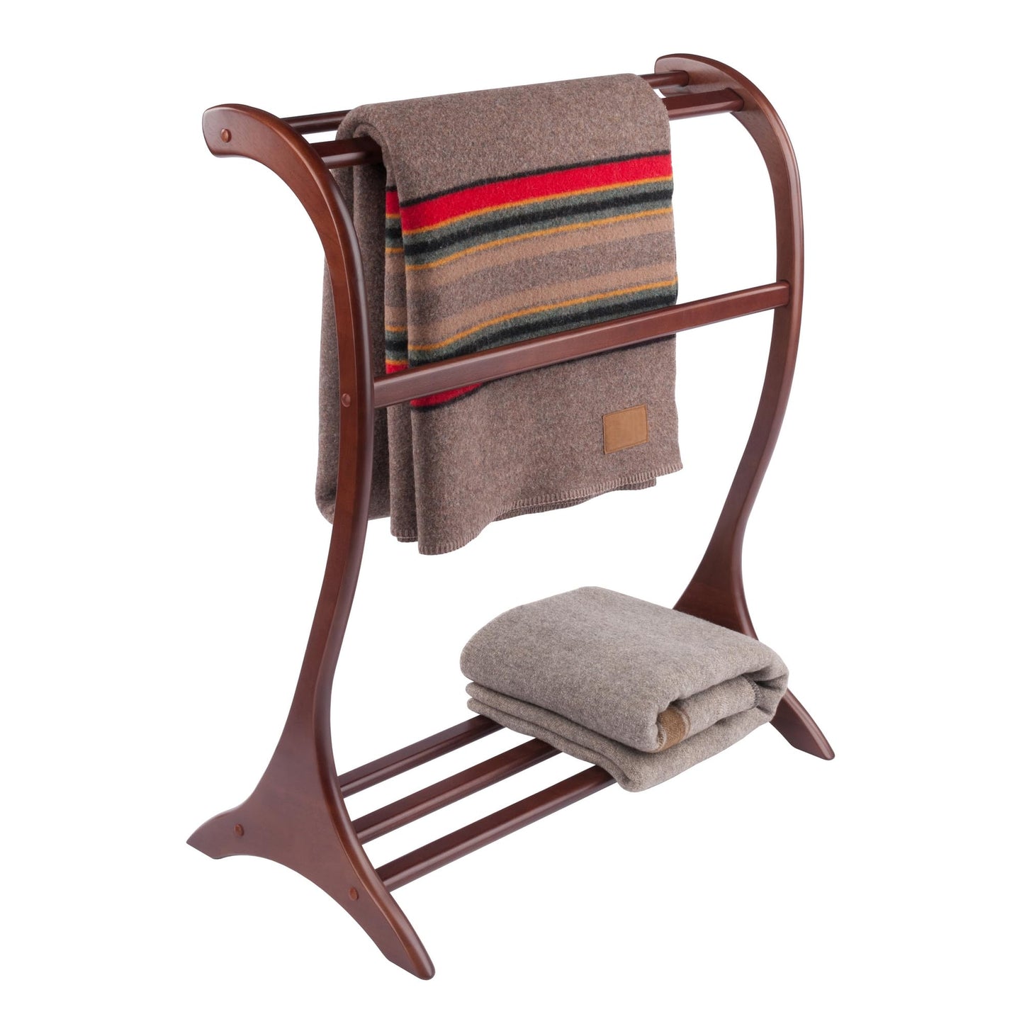 Winsome Bella Blanket Rack in Walnut Finish