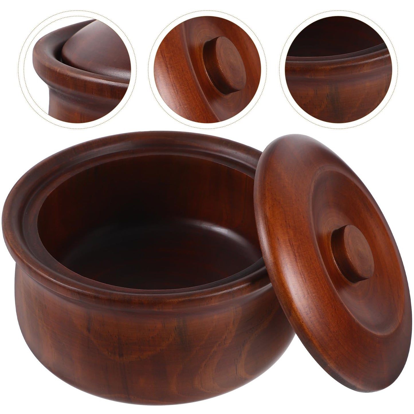 BESPORTBLE Wooden Snacks Bowl with Lid 6.29In Lightweight Fruit Plate Snack Box for Kitchen Counter Home Storage Easy to Clean
